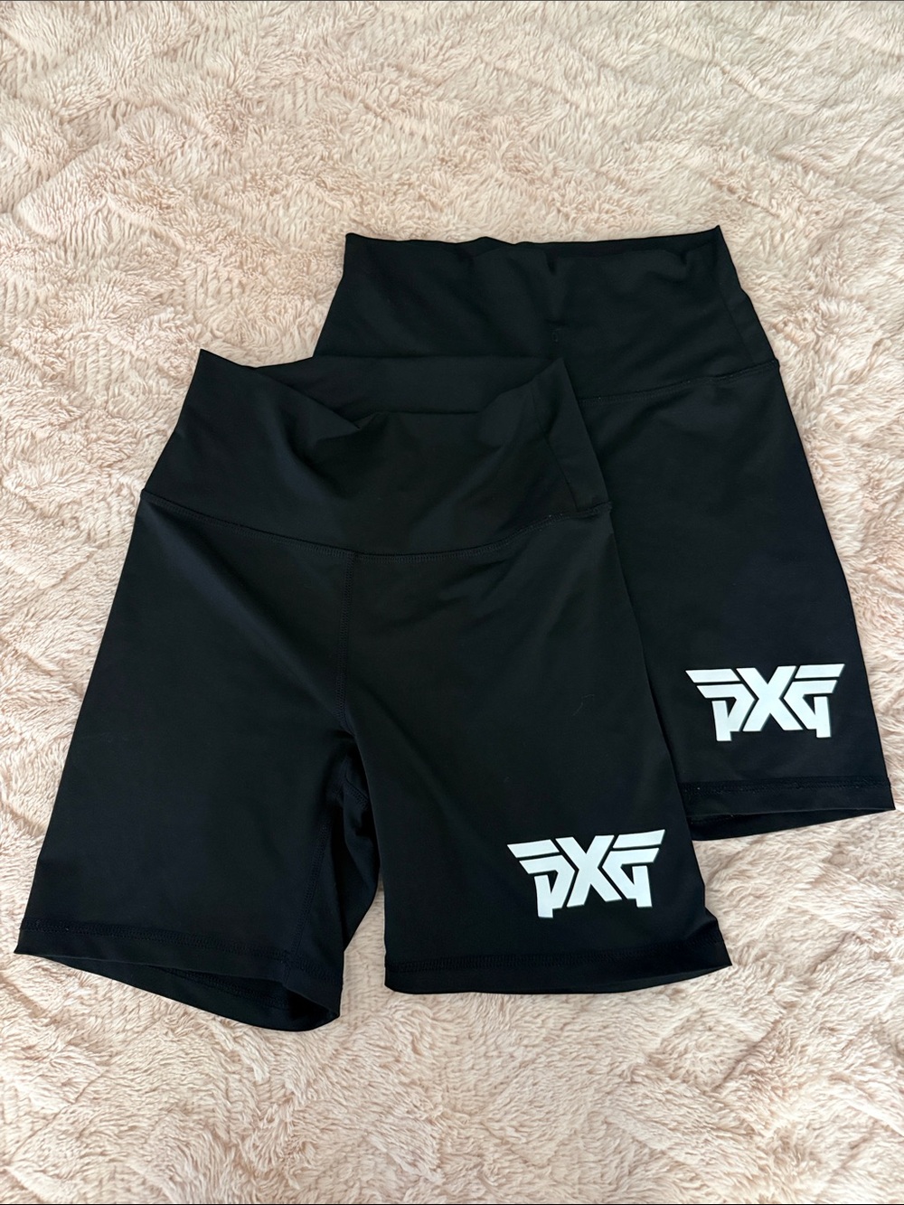 PXG Black High-Rise Bike Shorts with White Logo